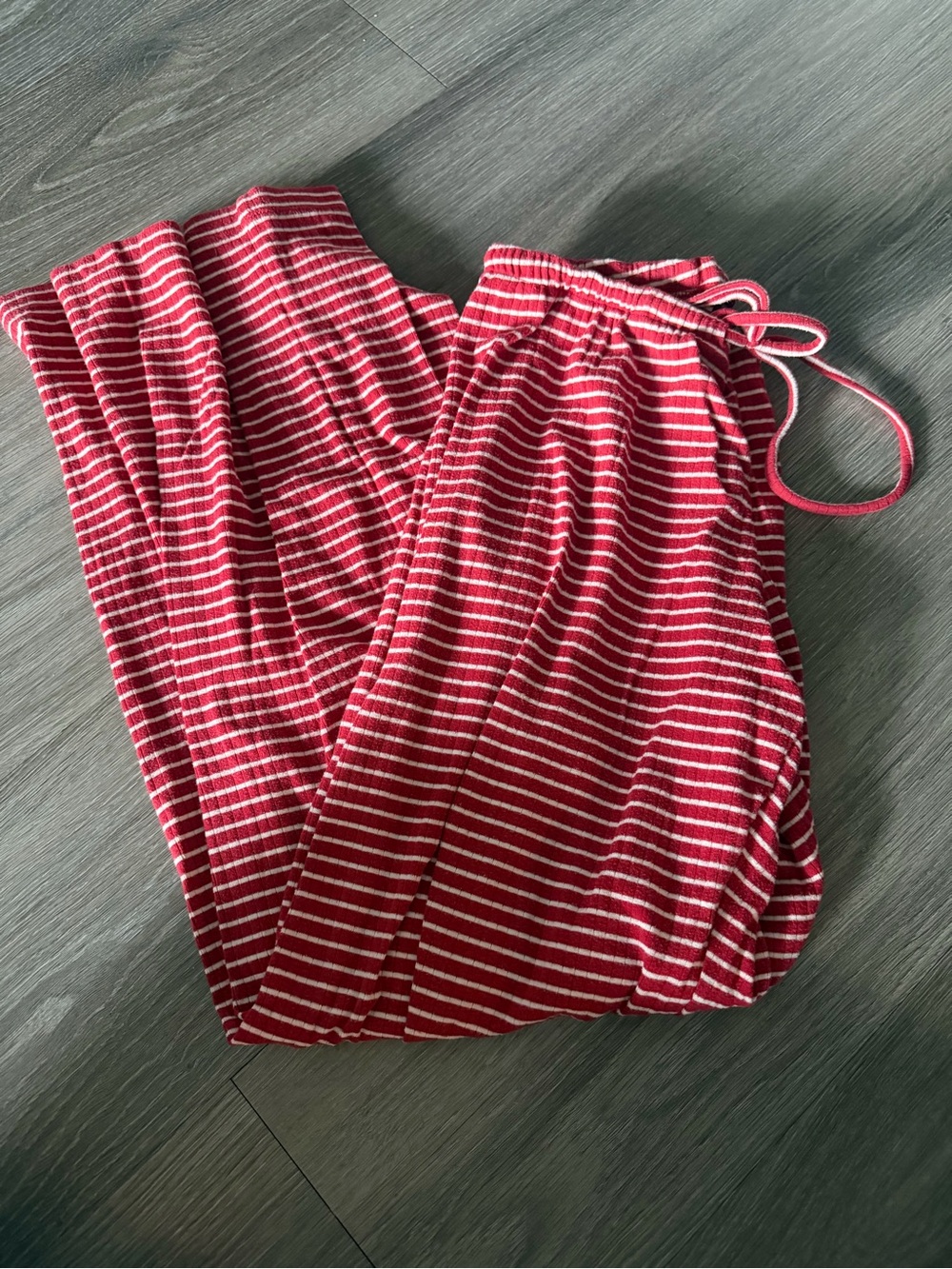 H&M Red and White Striped Drawstring Lounge Pants